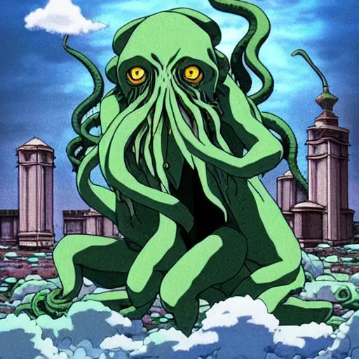 Image similar to cthulhu starring in the movie spirited away, anime. studio ghibli