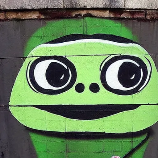 Image similar to pepe the frog street art by Banksy