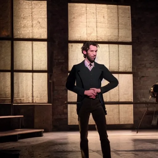 Image similar to Shawn Spencer in Hamilton, production still, stage lighting