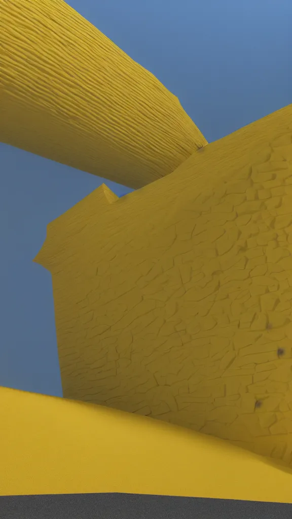 Prompt: a 3D render of an artistic scenery, yellow two-tone,