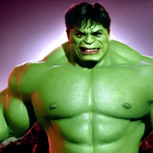 Prompt: pee wee herman as the incredible hulk, movie still, 8 k