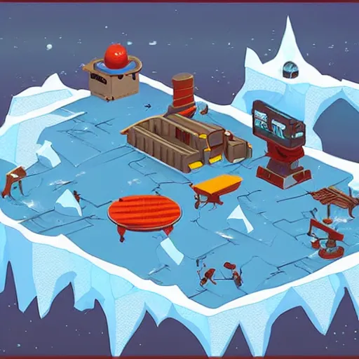 Image similar to isometric video game of antarctica