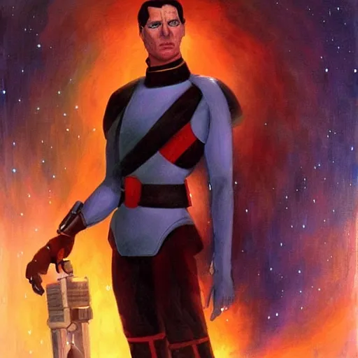 Prompt: grand admiral thrawn chiss, horror, ethereal, fantasy, space opera, painting by magalie villeneuve