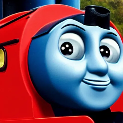 Image similar to extremely zoomed-in photo of Thomas the Tank Engine's face