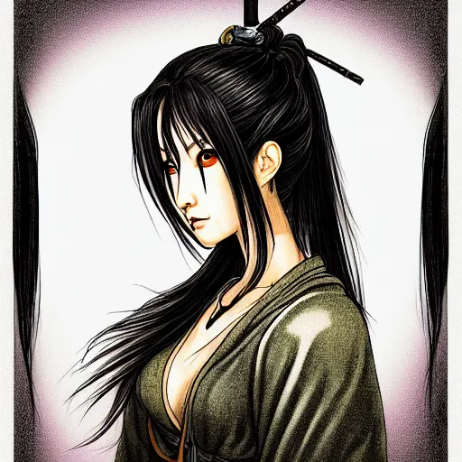 Image similar to Onimusha Ophelia, portrait, illustration