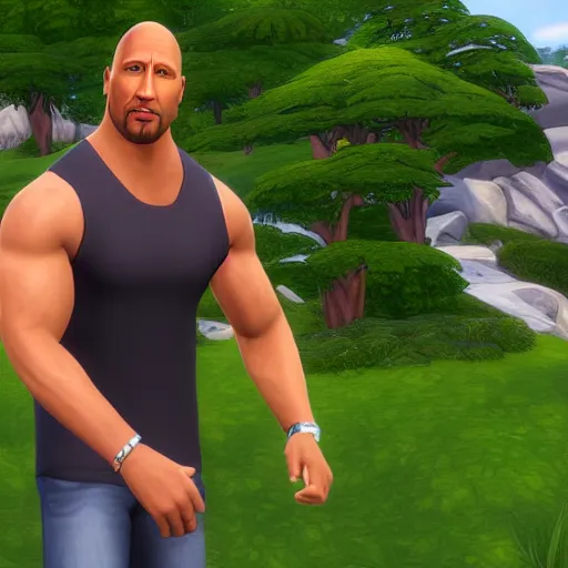 Dwayne Johnson as a Sim in the Sims 4