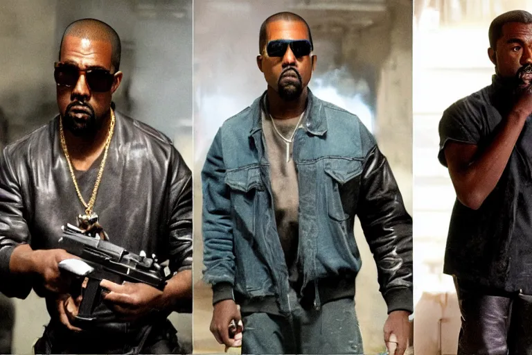 Prompt: VFX movie where Kanye West plays the Terminator by James Cameron