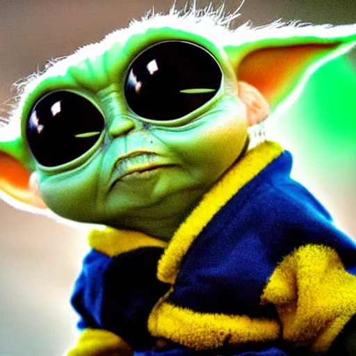 Prompt: baby yoda in a bumble bee costume, 8k selfie photograph