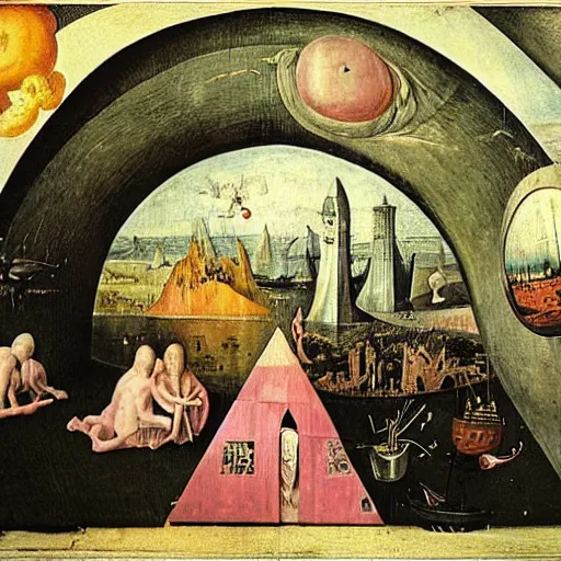 Image similar to pink floyd by hieronymus bosch