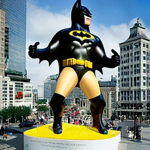 Prompt: an sculpture by Jeff Koons about Batman