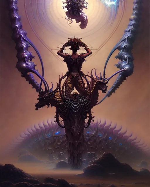 Image similar to the chariot, tarot card, fantasy character portrait made of fractals, ultra realistic, wide angle, intricate details, the fifth element artifacts, highly detailed by peter mohrbacher, hajime sorayama, wayne barlowe, boris vallejo, aaron horkey, gaston bussiere, craig mullins