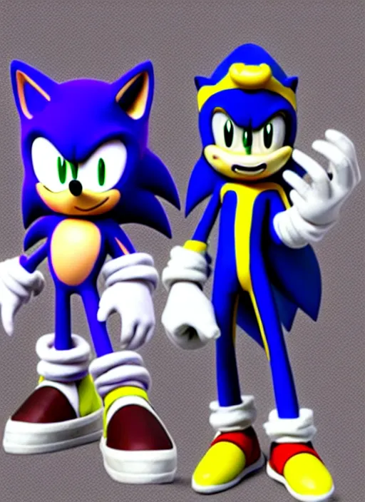 Image similar to sonic the hedgehog and jotaro kujo from jojo's bizarre adventure hanging out, photorealistic