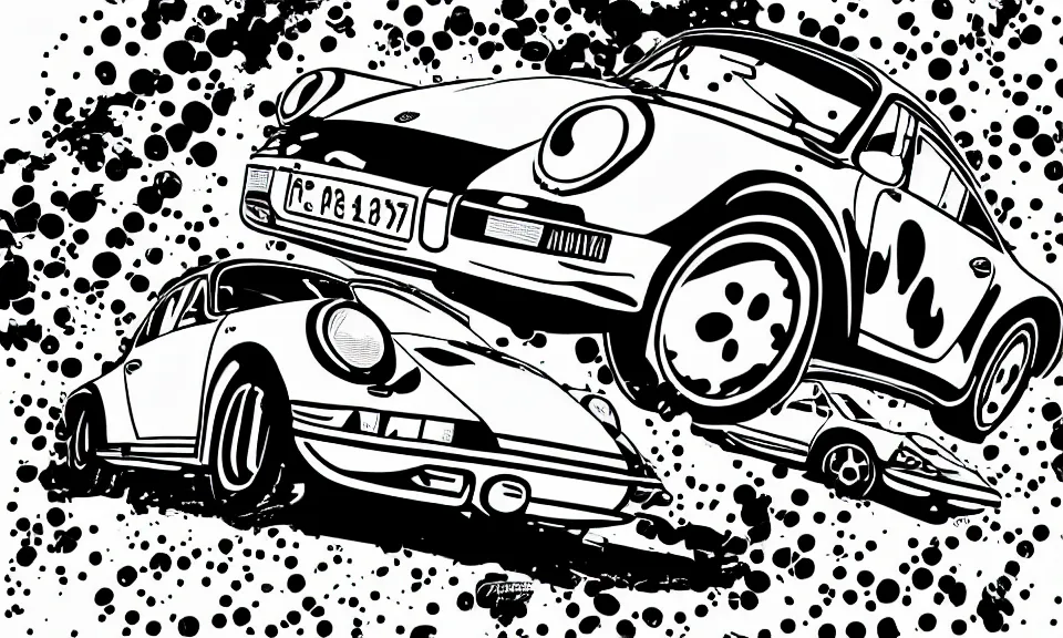 Prompt: pop art illustration of a porsche 9 1 1, adobe illustrator