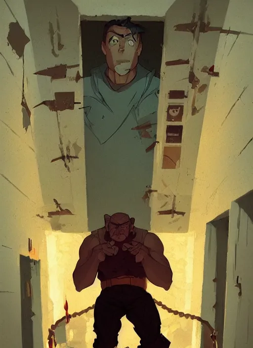 Prompt: a man crashing the bars of his prison cell, heroic, glorious, in the style of artgerm, gerald brom, atey ghailan and mike mignola, vibrant colors and hard shadows and strong rim light, plain background, comic cover art, trending on artstation