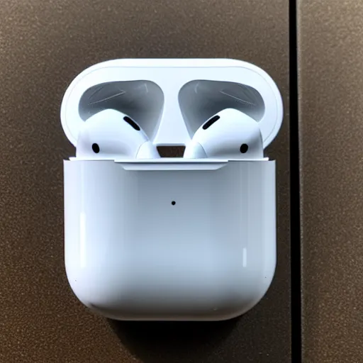 Prompt: airpods closeup, 8k, realistic, sharp, high details, photo studio quality, ray traced