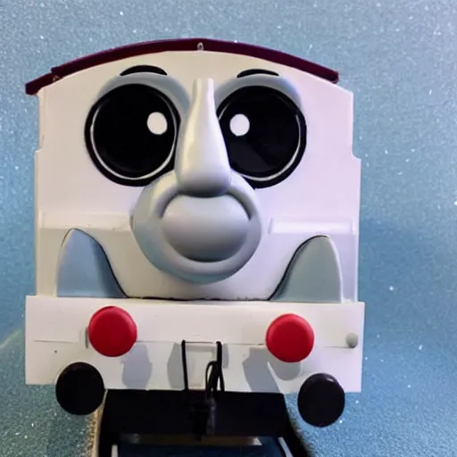 Image similar to thomas the tank engine painted in pearlescent white