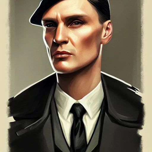 Image similar to portrait of tommy shelby by charlie bowater