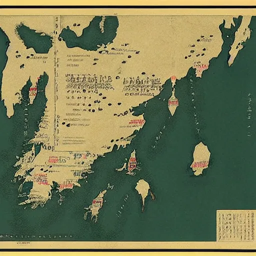 Prompt: the map of japan containing the plan of the japanese to invade china by greg rutkowski