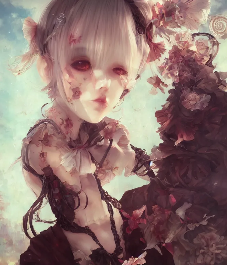 Image similar to concept art, artstation, anime 3 d art, wlop art, realistic alice cute girl painting, japanese street fashion, hyper realism, muted colours, rococo, natalie shau, anime, tom bagshaw style