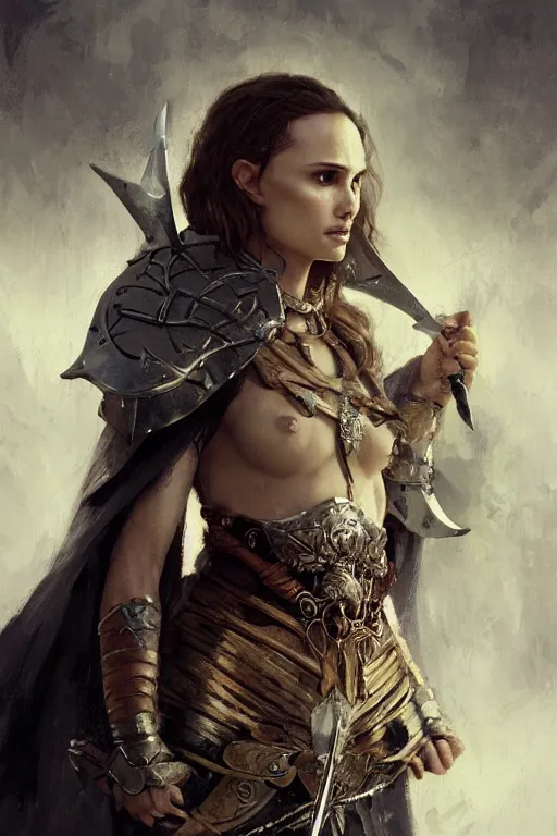 Image similar to natalie portman, legendary warrior, lord of the rings, tattoos, decorative ornaments, battle armor, by carl spitzweg, ismail inceoglu, vdragan bibin, hans thoma, greg rutkowski, alexandros pyromallis, perfect face, fine details, realistic shading photorealism