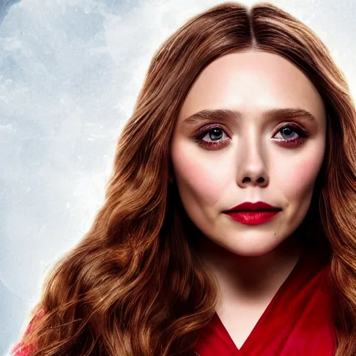 Image similar to A portrait of elizabeth olsen as the scarlet witch, 8k resolution