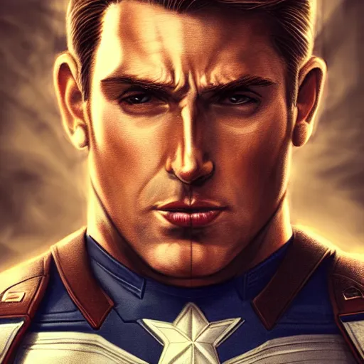 Prompt: captain america played by dani devito, face portrait, battle shot, hd shot, digital portrait, elegant, beautiful, fantasy art, artstation, comic style, perfect face