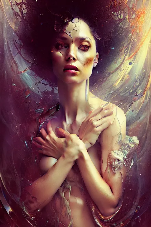 Prompt: a lot of ghost arms grab all over a girl in the elavator full body portrait by karol bak, james jean, tom bagshaw, rococo, sharp focus, trending on artstation, cinematic lighting, hyper realism, octane render, 8 k, hyper detailed, vivid, ultra detailed, highly detailed