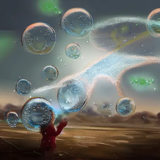 Prompt: explosive bubbles, concept art by jiamin lin