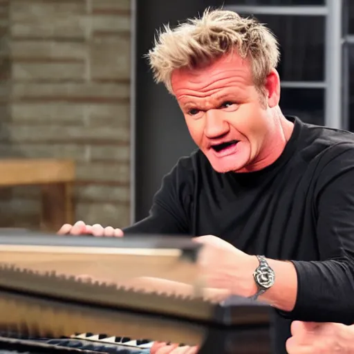 Image similar to gordon ramsey yelling at a piano