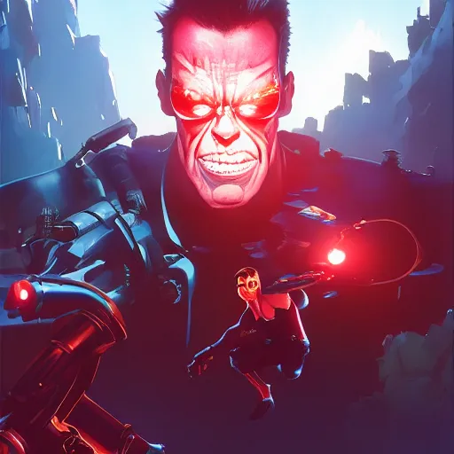 Image similar to hero world the terminator 2 : judgement day, behance hd by jesper ejsing, by rhads, makoto shinkai and lois van baarle, ilya kuvshinov, rossdraws global illumination