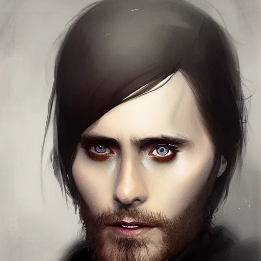 Image similar to “ portrait of jared leto by greg rutkowski, young, attractive, highly detailed portrait, scifi, digital painting, artstation, concept art, smooth, sharp foccus ilustration, artstation hq ”