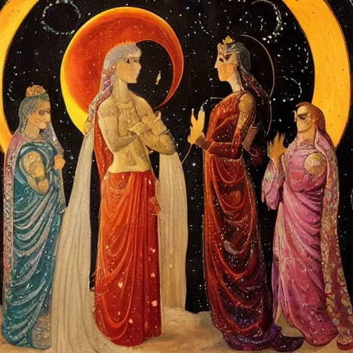 Prompt: the marriage of the moon and the sun, ghospel painting, renascentist