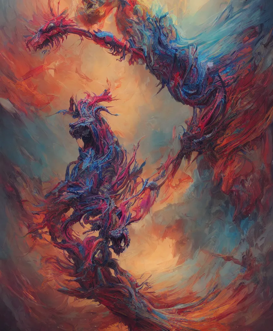 Prompt: giant colorful hyperbeast, complex and intricate, lot of head, eyes, wings, horror, details, artstation, concept art, smooth, sharp focus, illustration, art by greg rutkowski and Zdzislaw Beksinski, good clear quality, lighting, biology, hyper realism, hyper colors