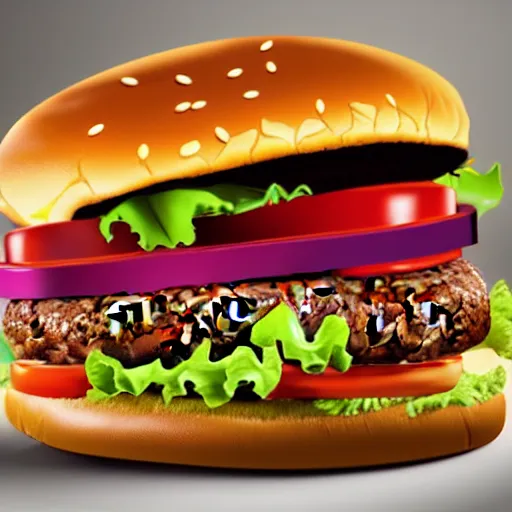 Image similar to Hamburger made with human feet and slices of ears, no salad, photorealistic, 4k,