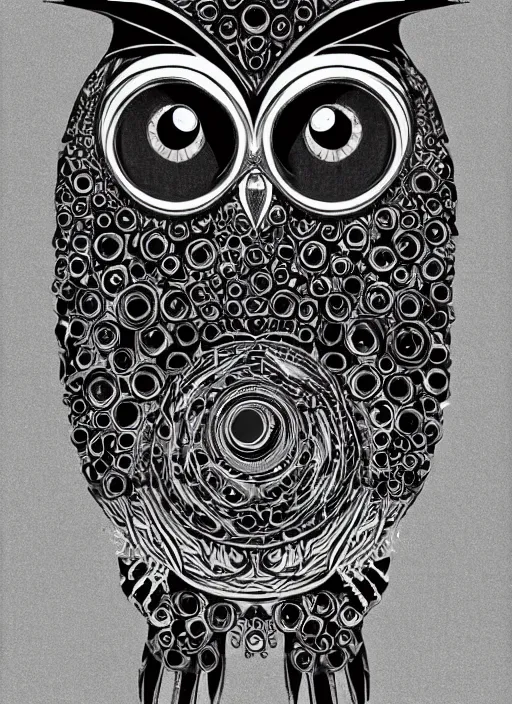 Prompt: a alien owl, symmetrical