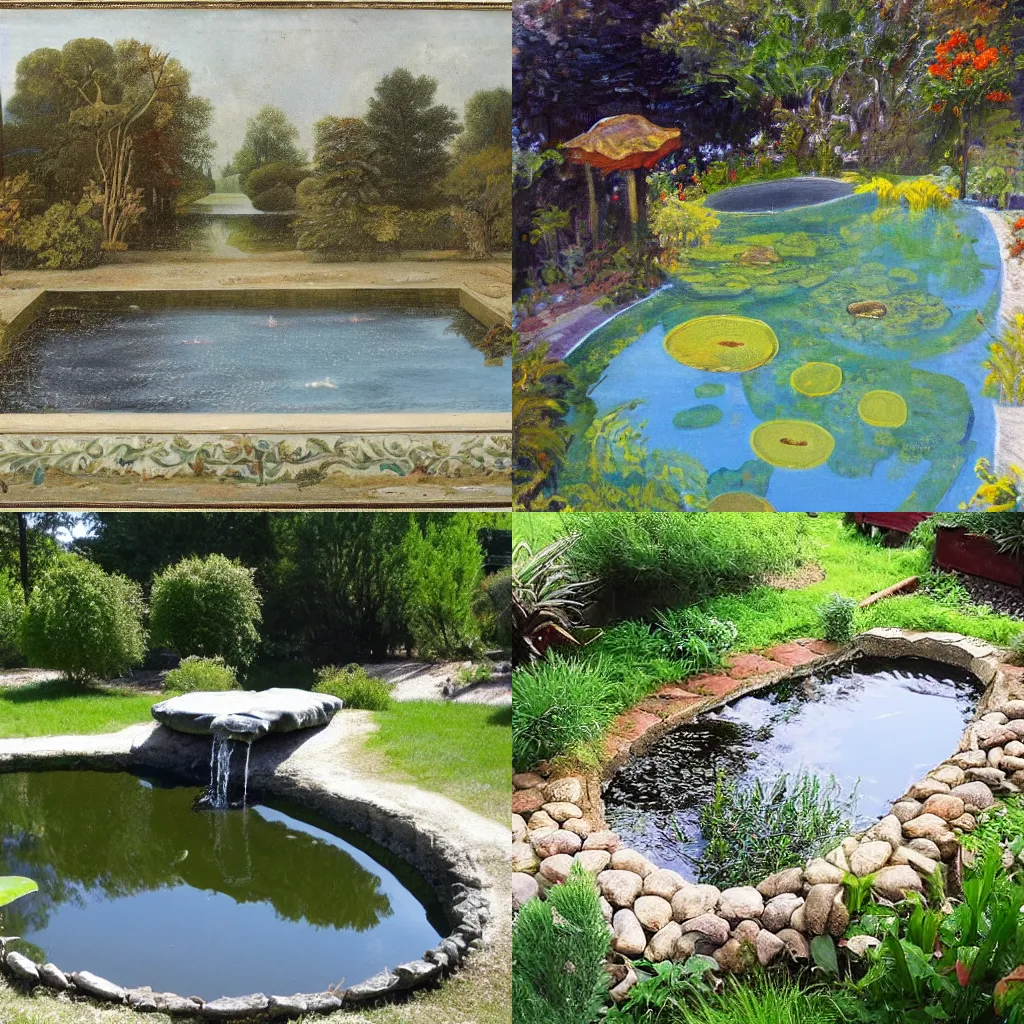 Prompt: A water pond, in style of Alexander Fedosav