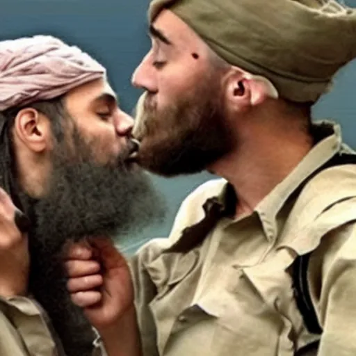 Prompt: pewdiepie kissing osama bin laden