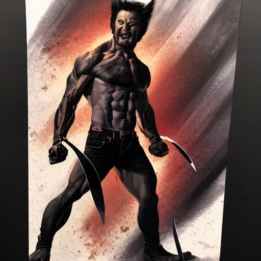 Image similar to wolverine in a striking pose, alex ross, intricate art, 1 st place, winner, artstation, dramatic lighting, claws shine, explosion in the background