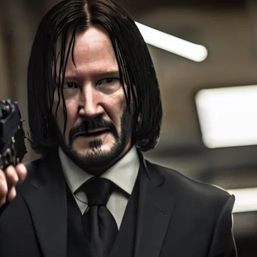 Image similar to charlie white as john wick, 4k, high detail, high-resolution photograph, professional photography, ultra-detail