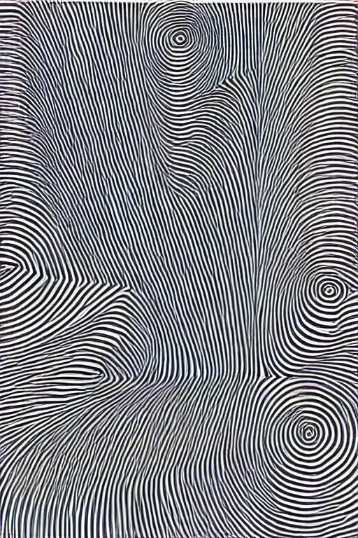 Prompt: godzilla by bridget riley, op art,