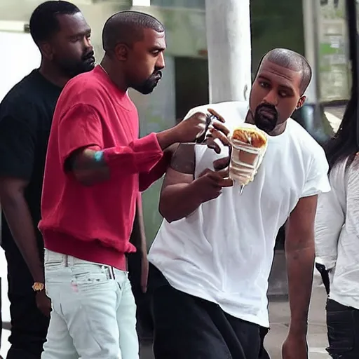 Image similar to kanye west drinking a milkshake