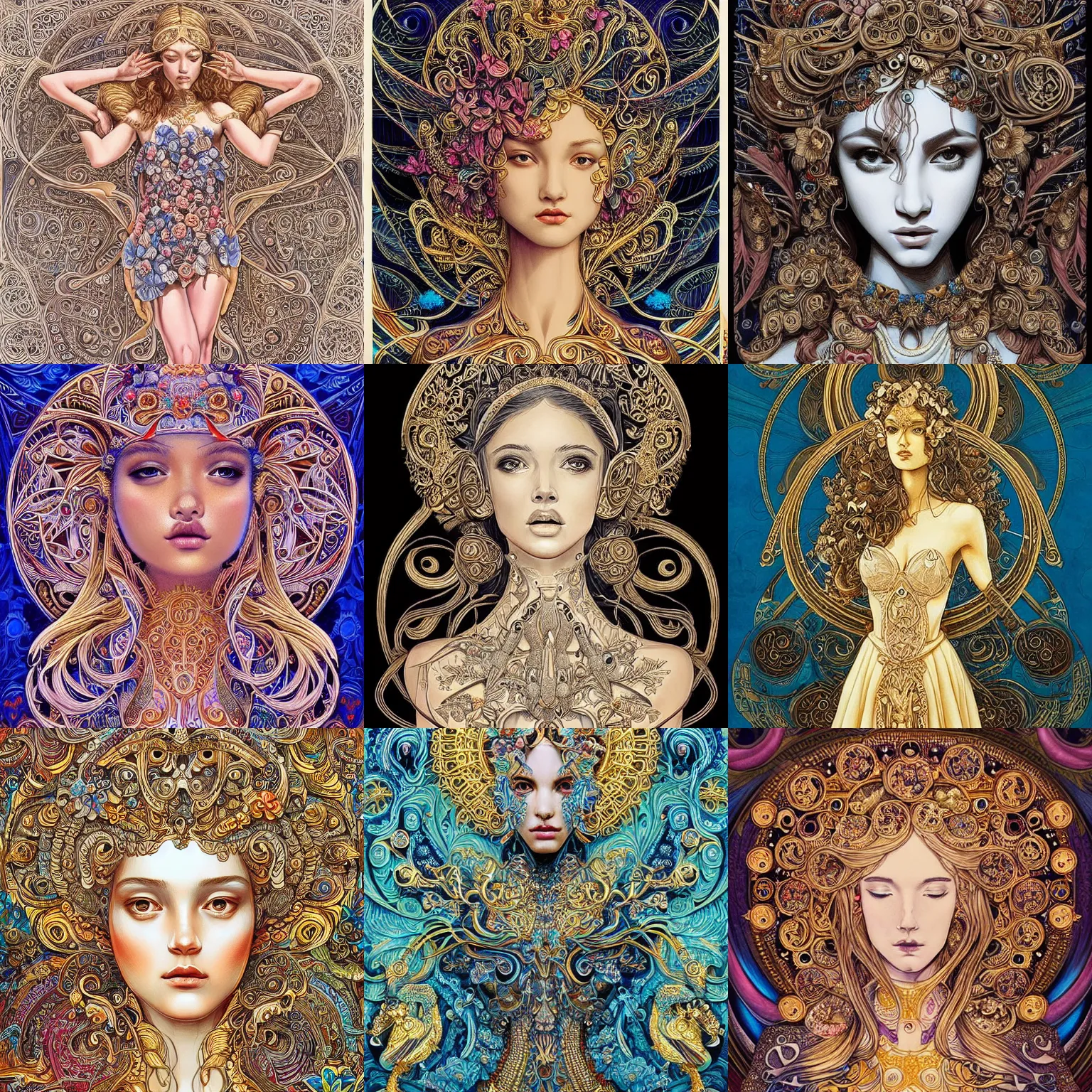 Prompt: Beautiful girl, goddess, goddess of peace, highly detailed and intricate, golden ratio, hypermaximalist, elegant, ornate, luxury, elite, James jean