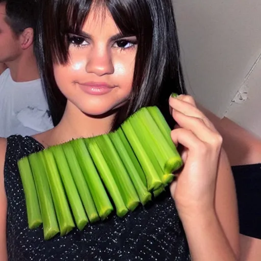 Image similar to photo of human celery!!!! selena gomez face