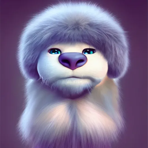 Prompt: cutie fluffy creature jom carrey, digital art, 3 d, octave render, masterpiece, mega detailed, pixar, disney, vivid illustration, cartoon, fantasy, by george stubbs, artgerm, in the style of ghibli kazuo oga, pastel fur