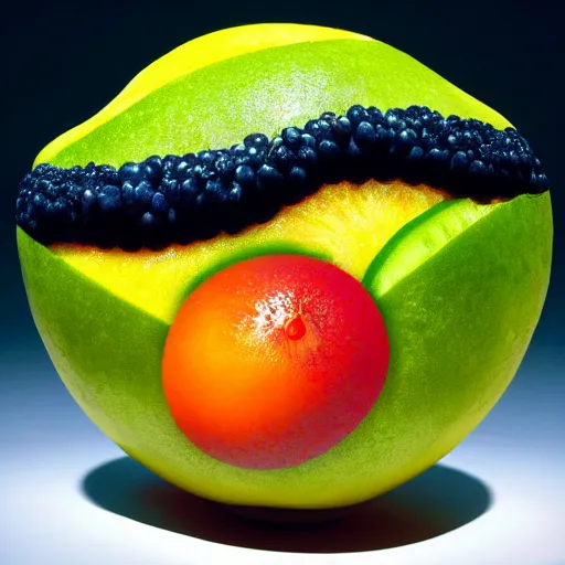 Prompt: nuclear bombing depicted as fruit art