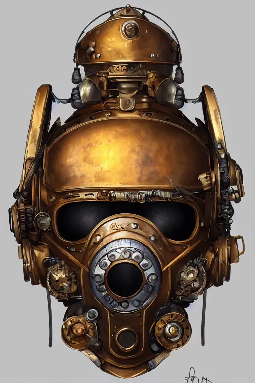 Image similar to steampunk helmet fantasy art mask robot ninja stylized digital illustration sharp focus, elegant intricate digital painting artstation concept art global illumination ray tracing advanced technology chaykin howard and campionpascale and cooke darwyn and davis jack