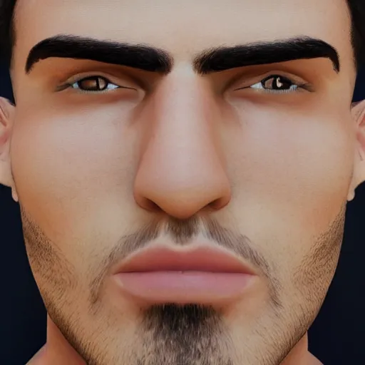 Image similar to a closeup shot of handsome esfand from twitch, gigachad, strong jawline, photorealism, 8k