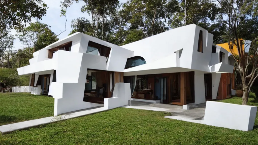 Prompt: a cubo futurism house