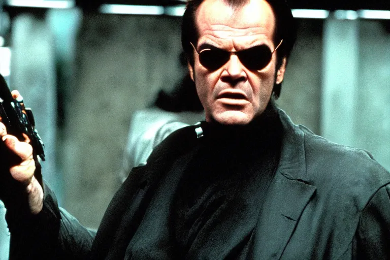 Image similar to Jack Nicholson as neo in the matrix