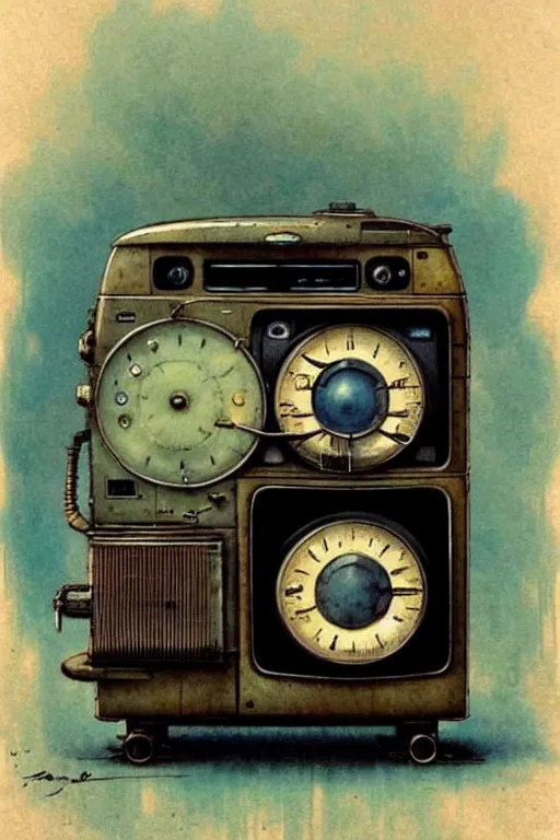 Image similar to (((((1950s steam powered TV . muted colors.))))) by Jean-Baptiste Monge !!!!!!!!!!!!!!!!!!!!!!!!!!!